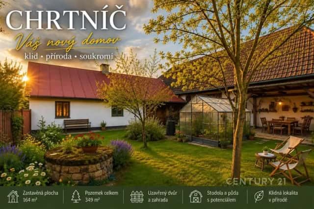 Rodinný dům se zahradou a uzavřeným dvorem v obci Chrtníč – klidné bydlení i místo pro odpočine u Golčova Jeníkova., Chrtníč, okres Havlíčkův Brod
