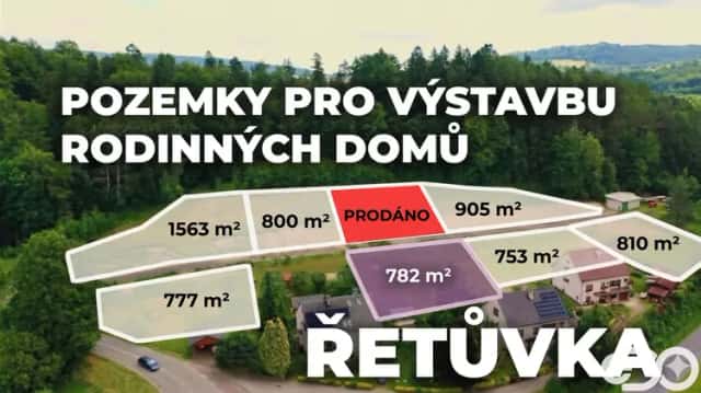 Prodej pozemků k výstavbě rodinného domu, 782 m2, Řetůvka, Řetůvka, okres Ústí nad Orlicí