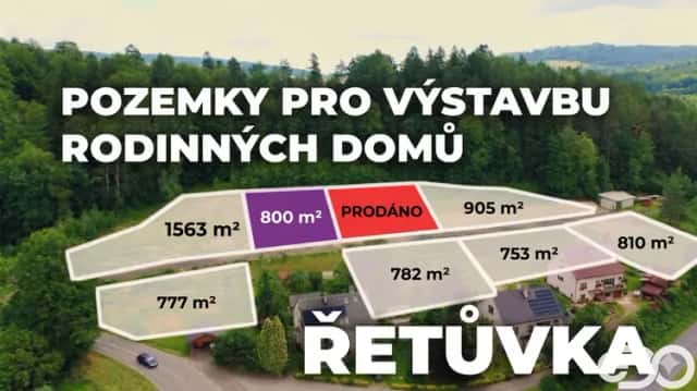Prodej pozemků k výstavbě rodinného domu, 800 m2, Řetůvka, Řetůvka, okres Ústí nad Orlicí