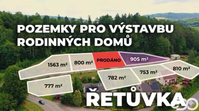 Prodej pozemků k výstavbě rodinného domu, 905 m2, Řetůvka, Řetůvka, okres Ústí nad Orlicí