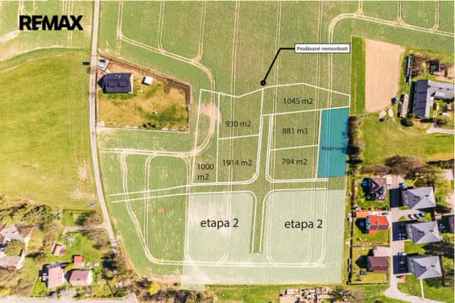 Prodej stavebního pozemku 1045 m2, v Borové u Poličky, Borová, okres Svitavy