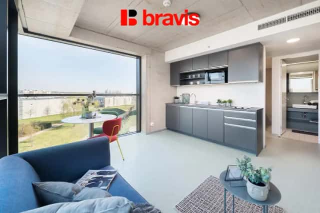 Pronájem 1+kk s balkonem, Brno - Trnitá, ulice Dornych, polyfunkční rezidence, Dornych 519/47e, Brno, okres Brno-město