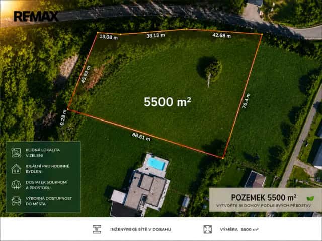 Pozemek pro výstavbu, Horní Domaslavice, 5500 m2, Horní Domaslavice, okres Frýdek-Místek