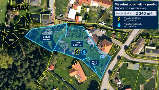 Prodej stavebního pozemku 2 340 m2 – Hříběcí u Horní Cerekve, Horní Cerekev, okres Pelhřimov