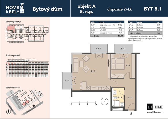 Pronájem bytu 2+kk 59 m², Mladoboleslavská, Praha 9 – Kbely