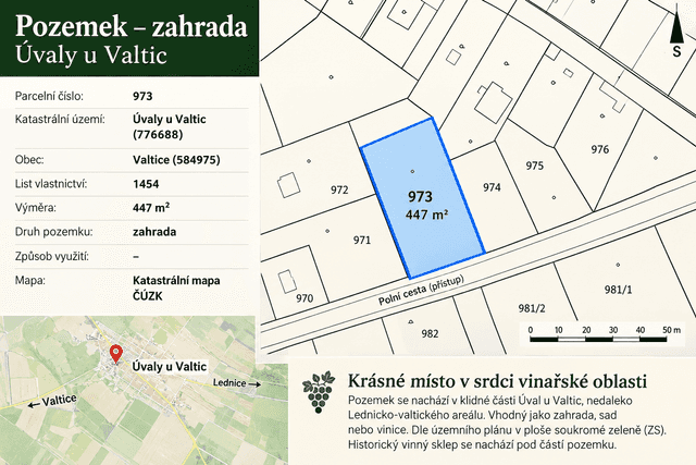 Prodej pozemku, Valtice – Úvaly u Valtic, okres Břeclav