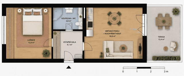 Pronájem bytu 2+kk 45 m², Václava Rady, Praha 5 – Zbraslav