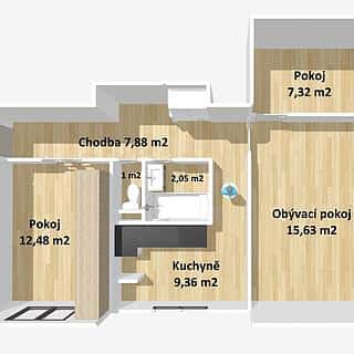 Prodej bytu 3+1 56 m² Stříbro, Brožíkova, Stříbro, okres Tachov