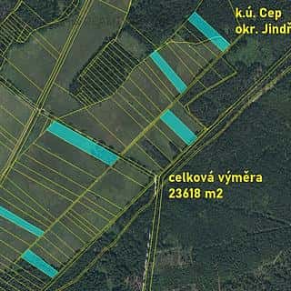 Prodej zemědělské půdy 23618 m² Cep, Cep, okres Jindřichův Hradec