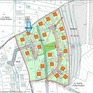 Prodej stavební parcely 1251 m² Rudolfov, Martina Stáhalíka, Rudolfov, okres České Budějovice