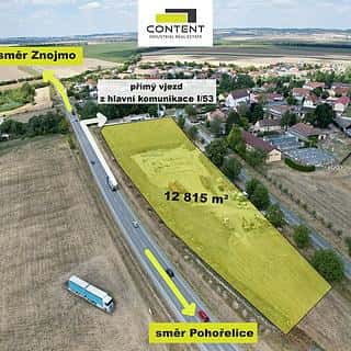 Prodej komerčního pozemku 12815 m² Branišovice, Branišovice, okres Brno-venkov