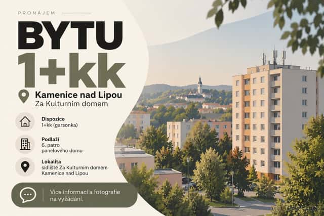 Pronájem garsonky 1+kk – Kamenice nad Lipou, Za Kulturním do, okres Pelhřimov