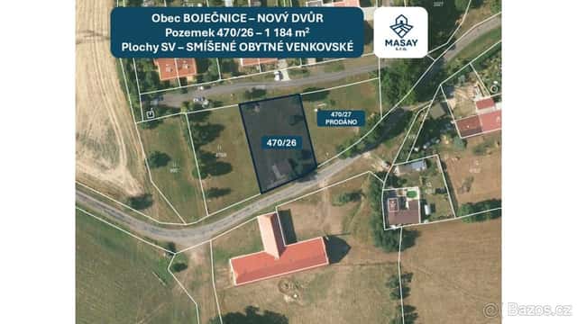 Prodej stavebního pozemku 1184 m², Bor (Boječnice), okres Tachov