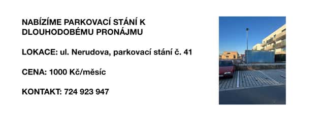 Venkovní parkovací stání č. 41 nebo 40 - ulice Nerudova, okres Nymburk